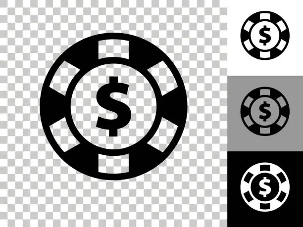 Vector illustration of Poker Chip Icon on Checkerboard Transparent Background