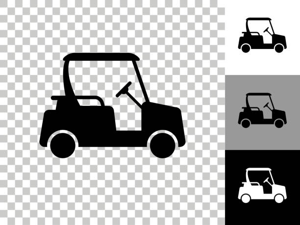 Golf Cart Icon on Checkerboard Transparent Background Golf Cart Icon on Checkerboard Transparent Background. This 100% royalty free vector illustration is featuring the icon on a checkerboard pattern transparent background. There are 3 additional color variations on the right.. golf cart vector stock illustrations