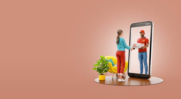 istock Food delivery service. Pizza delivery concept. 1225149001