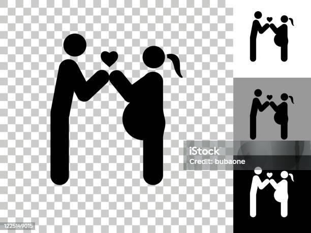 Couple In Love Expecting A Child Icon On Checkerboard Transparent  Background Stock Illustration - Download Image Now - iStock