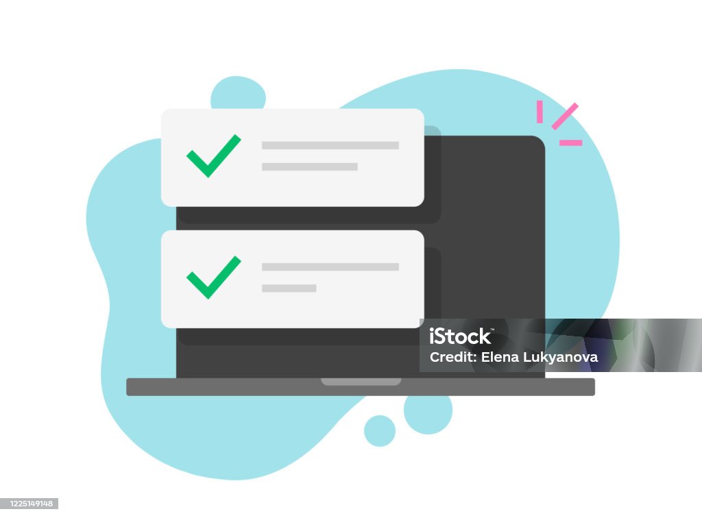 Computer Drawing Notification Notification Messages On Computer Laptop With Or Pc With Approved Check ...
