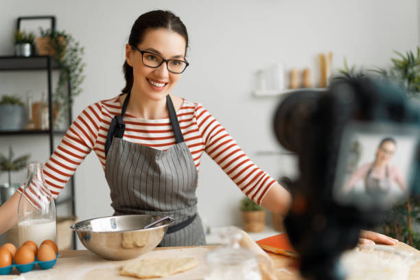 istock woman is recording vlog about cooking. 1225150253