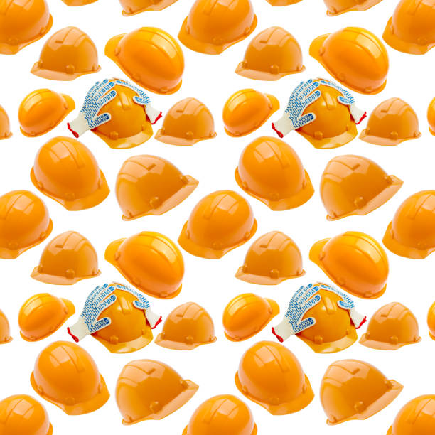 istock Seamless Pattern of helmets on white background 1225154968