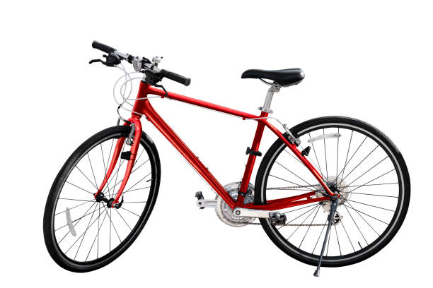 istock orange red mountain bike on white isolated background 1225156013
