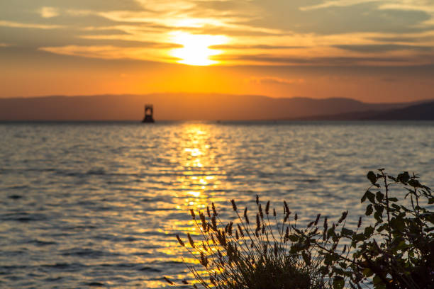 Geneva lake sunset in Switzerland