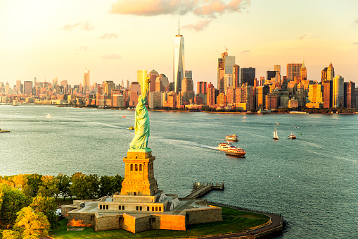 New York City, New York State, USA, Statue of Liberty - New York City, Urban Skyline