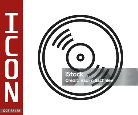 istock Black line Vinyl disk icon isolated on white background. Vector Illustration 1225158466