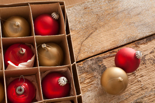 istock Boxed red and gold Christmas baubles 1225168957