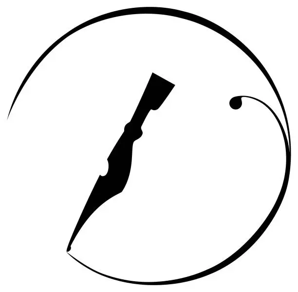 Vector illustration of black and white  design  fountain pen