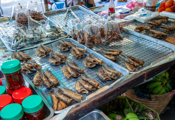 istock Barbecued and fried fish in Thailand 1225173839