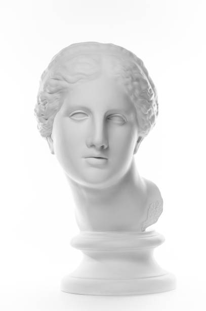 гипсовая копия древней статуи венеры изолирована на белом фоне. штукатурка скульптура женщина лицо. - venus стоковые фото и изображения