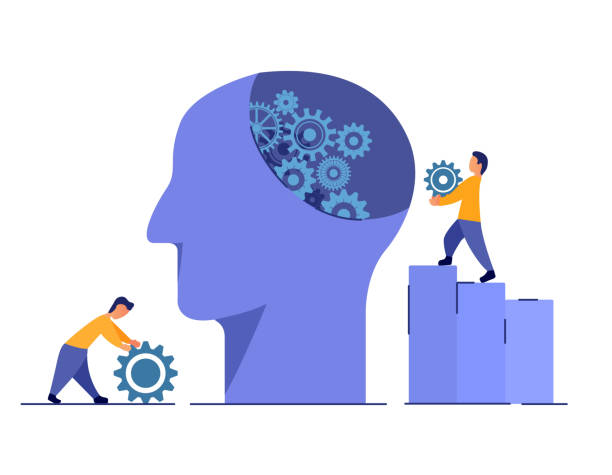 istock Mental health medical treatment. Tiny people design. Psychological help. Psychological trauma concept. Human head with gears. Determining the causes of mental disorders. 1225175974