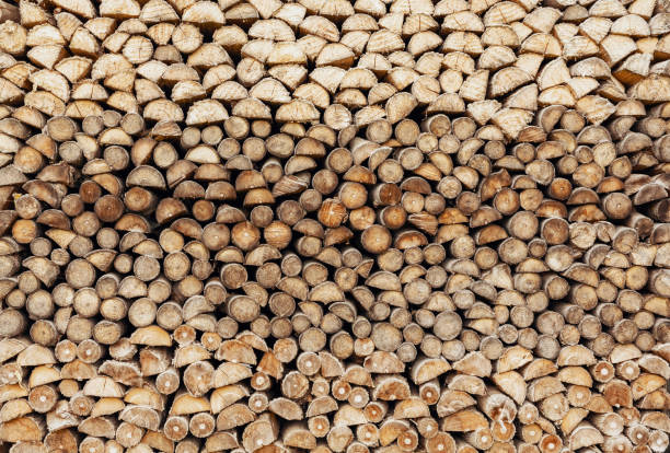 istock Precisely layered pile of wood from different cut firewood, heating material, sustainable reforestation 1225176280