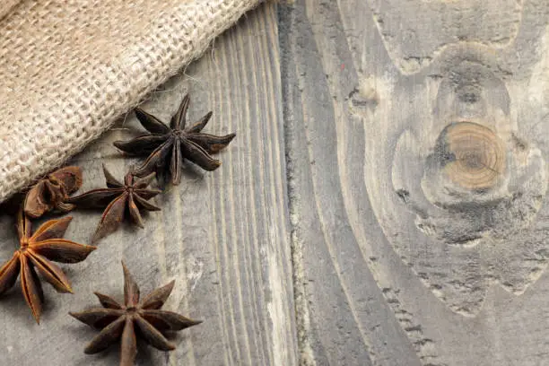 Close up shoot of star anise or Illicium verum is a medium-sized evergreen tree native to northeast Vietnam and southwest China