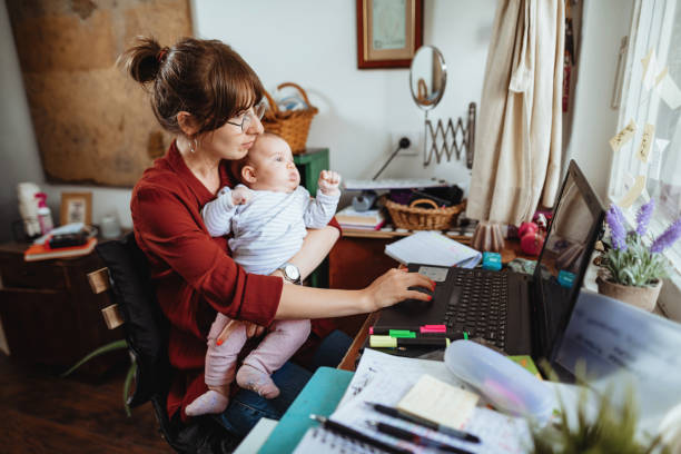 istock Working at home with baby 1225181272