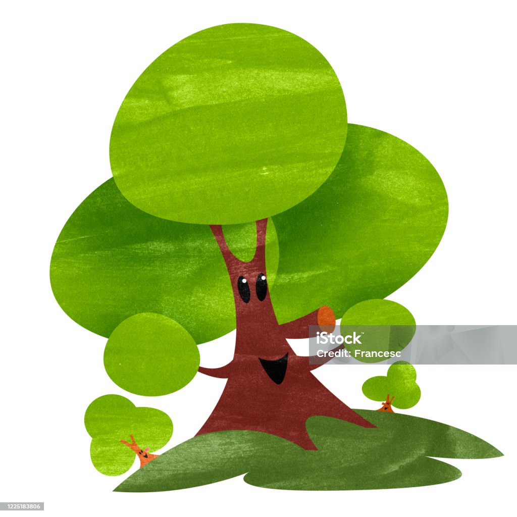 Ilustrasi lucu dari pohon yang diperserukan - Bebas Royalti Pohon ilustrasi stok