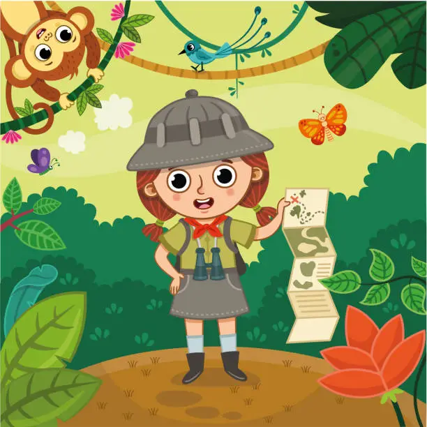 Vector illustration of A Jungle Girl