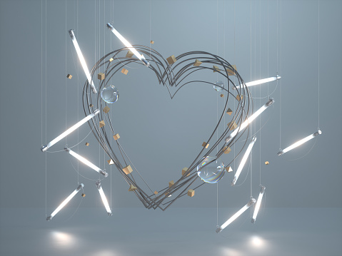 Heart frame with fluorescent lamps.