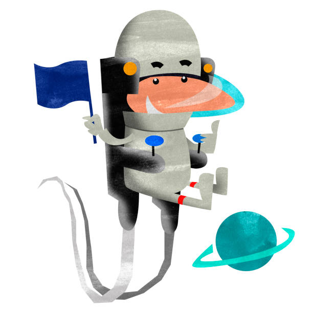 istock Funny illustration of an astronaut on the space 1225184859