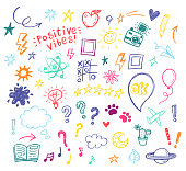 istock Happy positive Kids doodles, funny hand drawn set, education, kindergarden, adventure, birthday, holidays, social media, blogging illustrations 1225185577