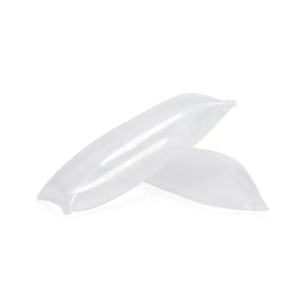 Inflatable air buffer plastic bags isolated on white background. Cushion blocking bag that creates protection for goods inside parcel during delivery. Object isolated on white with clipping path.