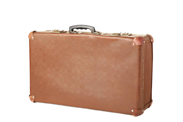 istock Vintage leather suitcase on isolated white background 1225193329