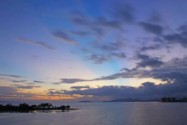 Twilight rays on Lake Biwa early in the morning.