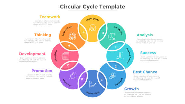 illustrazioni stock, clip art, cartoni animati e icone di tendenza di modello infografico moderno - change organization order business