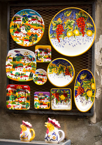 Colorful ceramic Ceramic plates in Orvieto orvieto stock pictures, royalty-free photos & images