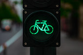Sustainable transport. Bicycle traffic signal, green light