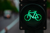 Sustainable transport. Bicycle traffic signal, green light