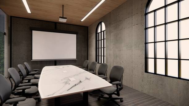 istock Interior Empty Modern Loft Office open space modern office footage.Modern open concept Lobby and reception area meeting room design. 3dRendering . 1225199958