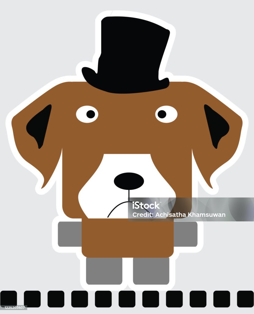 Vector Cartoon Of Beagle Dog In Square Shape In Brown Color And Black Tall Hat On Head Stock Illustration - Download Image Now - iStock Vector Cartoon Of Beagle Dog In Square Shape In Brown Color And Black Tall Hat On Head Stock Illustration - Download Image Now - iStock