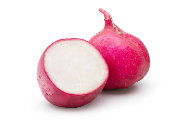 istock Fresh pink radish on a white background. 1225204904