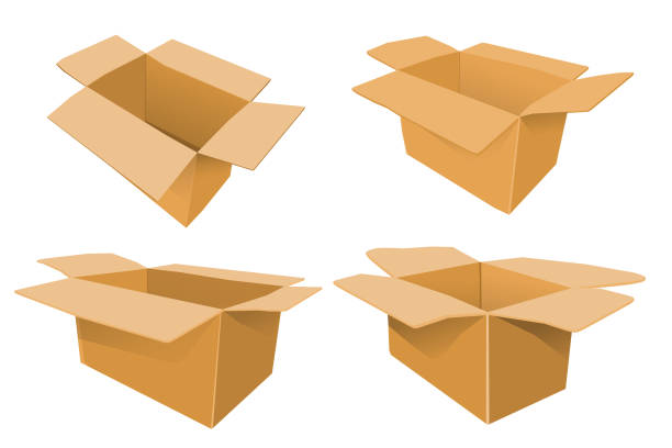 istock Simple Vector, Set Various Perspective Template or mockup, Cardboard Box for Food, Shoes, cloth or other goods, isolated on white 1225204983