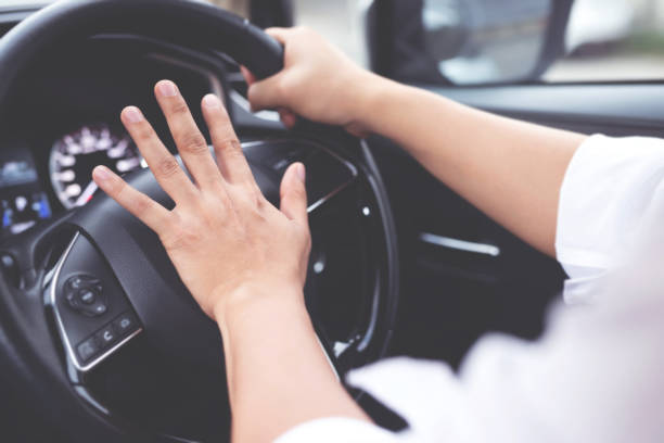 istock Honk the car to prevent accidents 1225209293