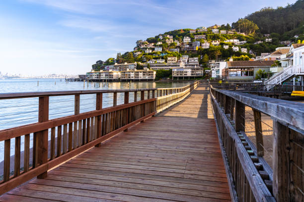 Sausalito Resort town for San Francisco people Beautiful cityscape of Sausalito Resort town for San Francisco people in North California USA West Coast of Pacific Ocean, San Francisco United States Landmark Travel Destination cityscape concept. sausalito stock pictures, royalty-free photos & images