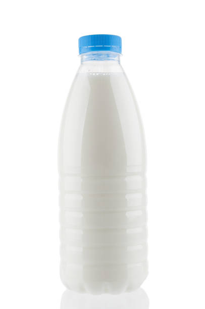 istock Plastic milk bottle close up on white background 1225214067