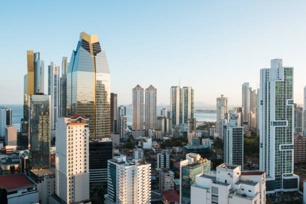 modern skyscraper skyline aerial of Panama City downtown modern skyscraper skyline aerial of Panama City downtown  - panama city panama photos stock pictures, royalty-free photos & images