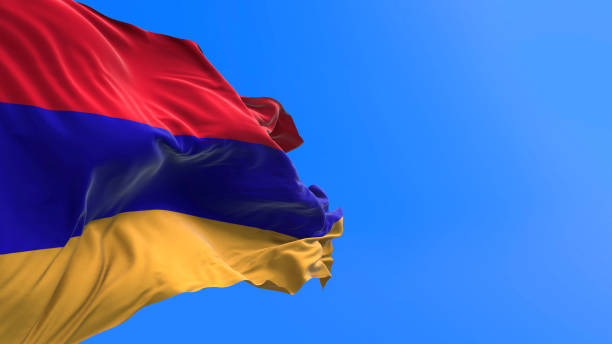 istock Armenia - 3D realistic waving flag background 1225215643