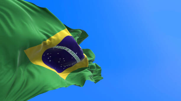 istock Brazil - 3D realistic waving flag background 1225217181