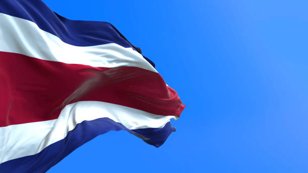 istock Costa Rica - 3D realistic waving flag background 1225217432