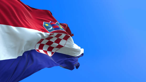 istock Croatia - 3D realistic waving flag background 1225218519