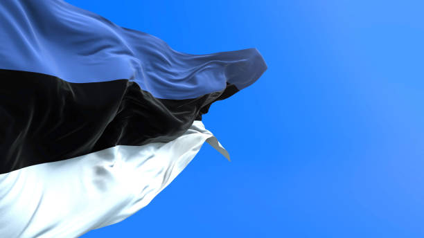 istock Estonia - 3D realistic waving flag background 1225218639