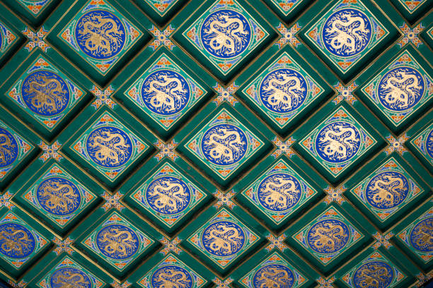 Beijing, China - May 13, 2017. Details of historic architecture in Beihai Park, Beijing, China
