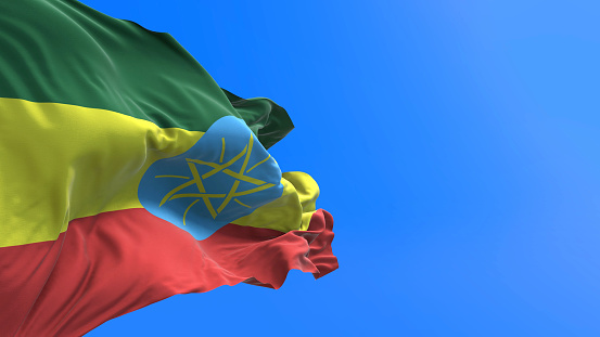 Ethiopia flag - 3D realistic waving flag background