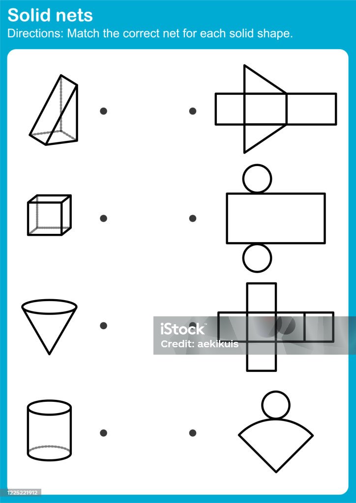 Net Worksheet Single Match The Correct Net For Each Solid Shape Worksheet For Education ...