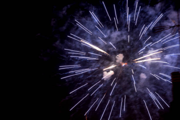 istock Firework stars, fireworks in the night sky. 1225224917