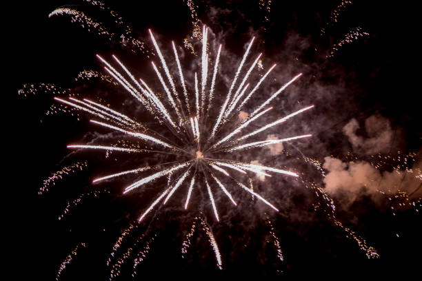 istock Firework stars, fireworks in the night sky. 1225224963