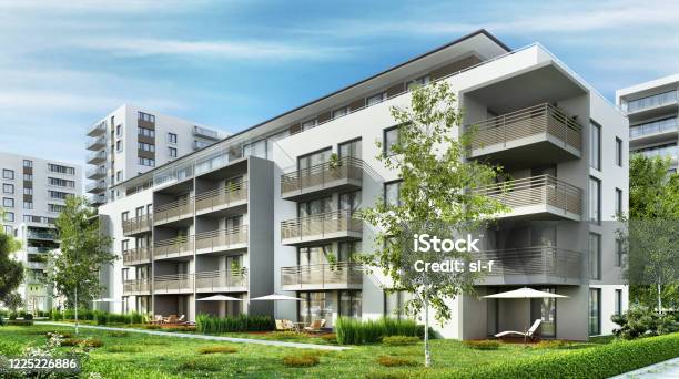 Modern Residential Buildings Stock Photo - Download Image Now - Apartment, Building Exterior, Real Estate